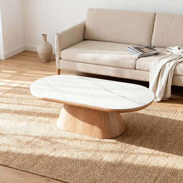 Giga Meubel - Salontafel Alba Naturel Keramisch 120cm Ovaal