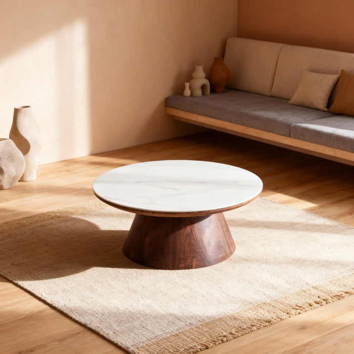 Giga Meubel - Salontafel Alba Walnoot Keramisch 80cm Rond