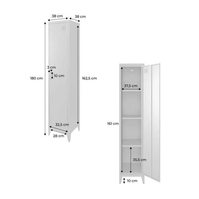 sweeek - Industriële metalen kast 4 vakken 1 deur (set van 3)