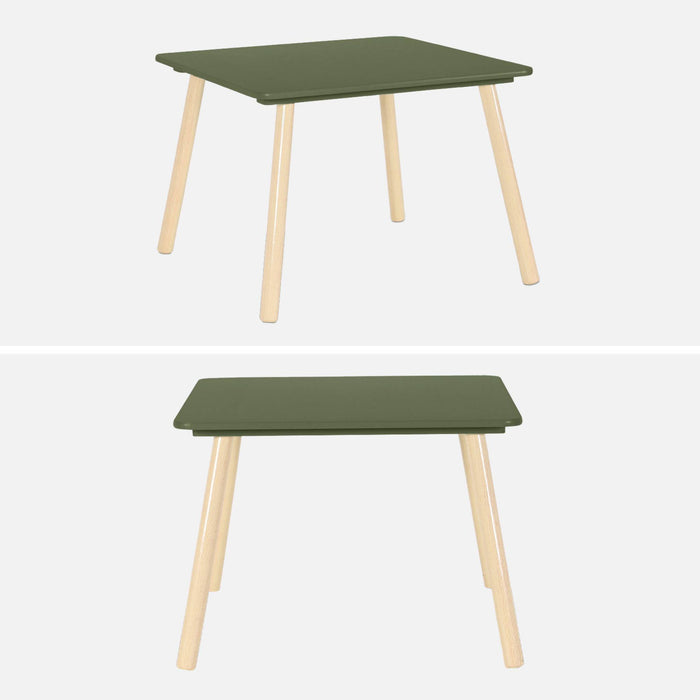 sweeek - Vierkante kindertafel grenenhout 2 stoelen