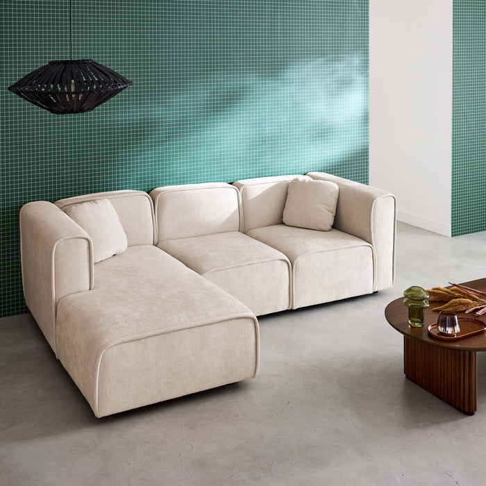 sweeek - Linkse hoekbank 3 zitplaatsen stof