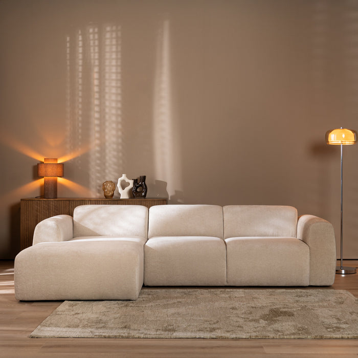 Bronx71 Hoekbank Maine chenille stof beige links