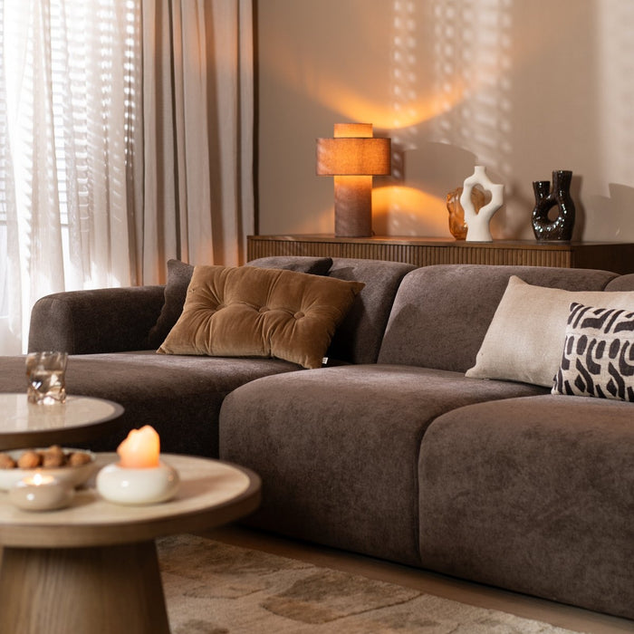 Bronx71 Hoekbank Maine chenille stof bruin links