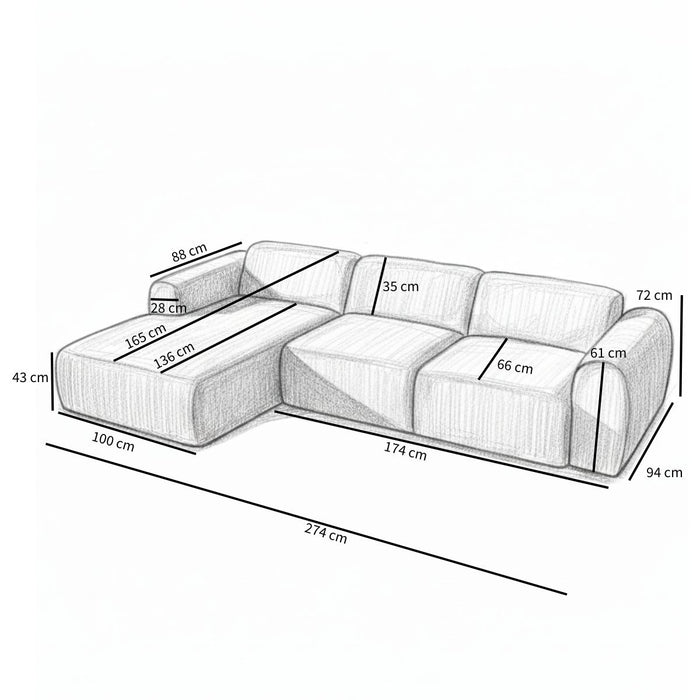 Bronx71 Hoekbank Maine gemêleerde stof taupe links