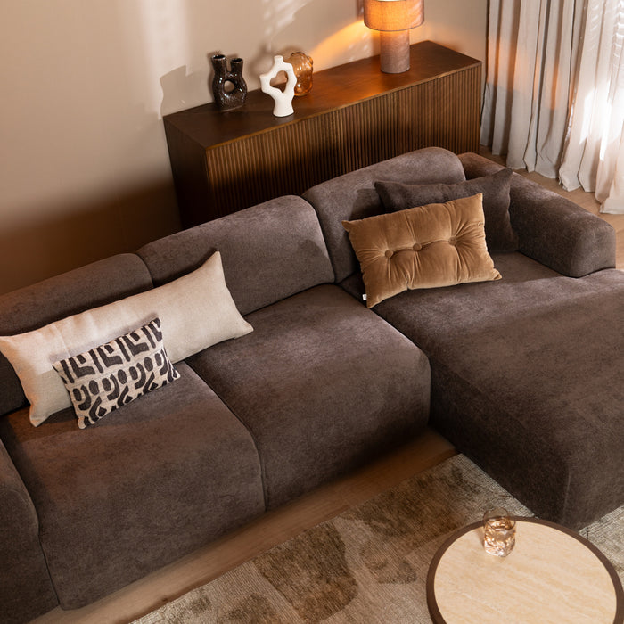 Bronx71 Hoekbank Maine chenille stof bruin rechts