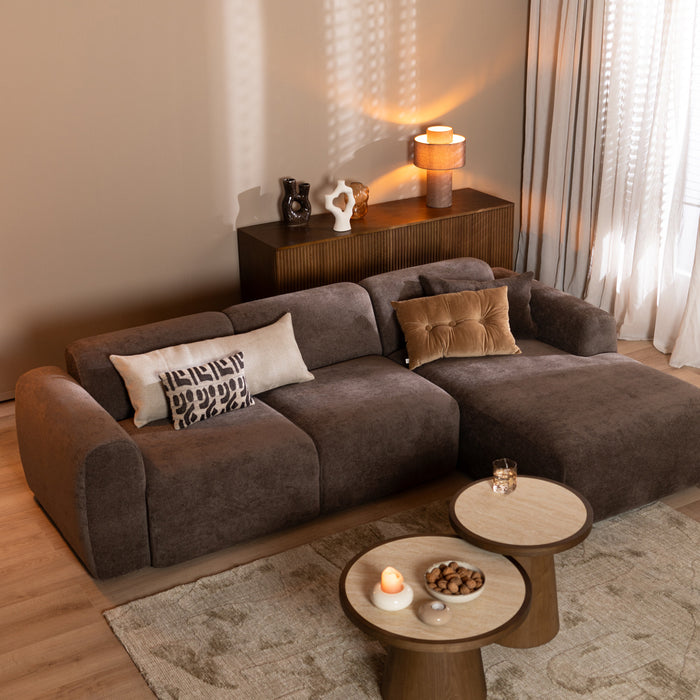 Bronx71 Hoekbank Maine chenille stof bruin rechts