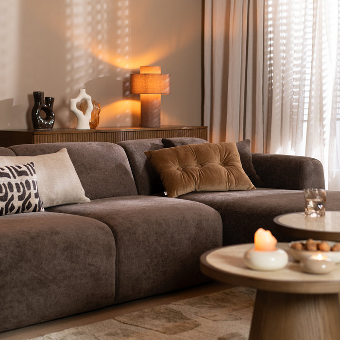 Bronx71 Hoekbank Maine chenille stof bruin rechts