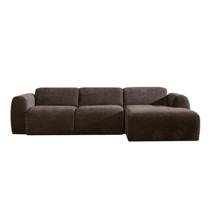 Bronx71 Hoekbank Maine chenille stof bruin rechts