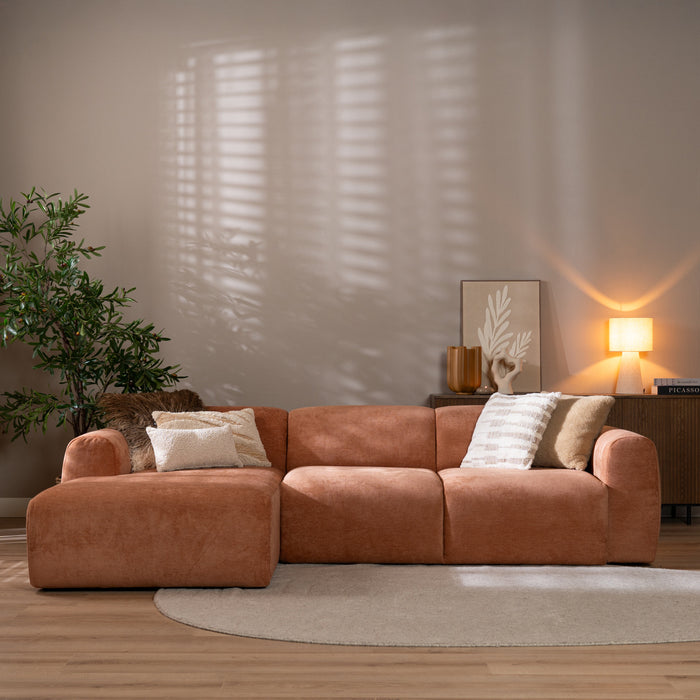 Bronx71 Hoekbank Maine gemêleerde stof terracotta links