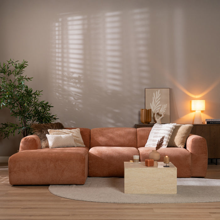 Bronx71 Hoekbank Maine gemêleerde stof terracotta links