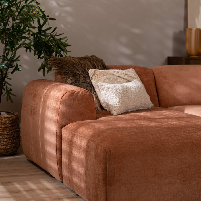 Bronx71 Hoekbank Maine gemêleerde stof terracotta links