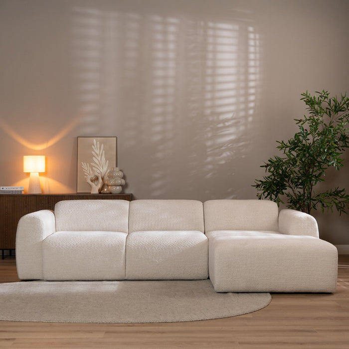 Bronx71 Hoekbank Maine bouclé stof off white rechts