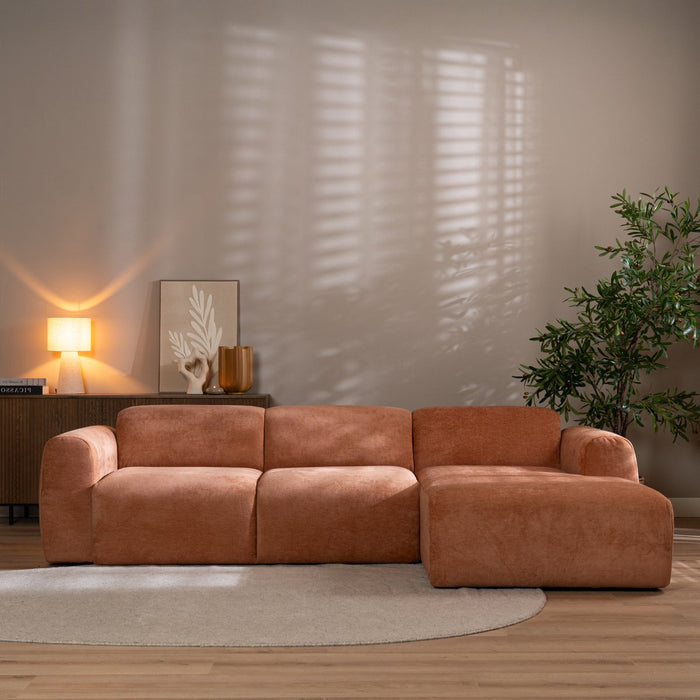 Bronx71 Hoekbank Maine gemêleerde stof terracotta rechts