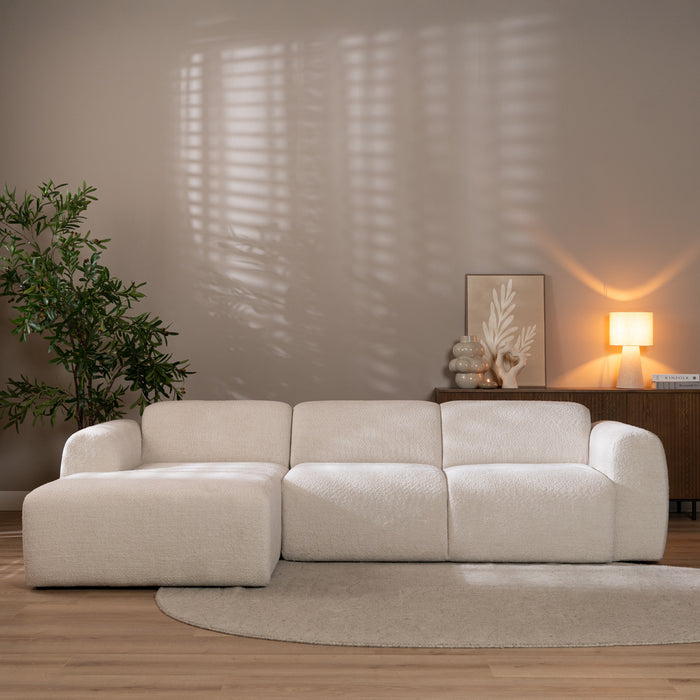 Bronx71 Hoekbank Maine bouclé stof off white links