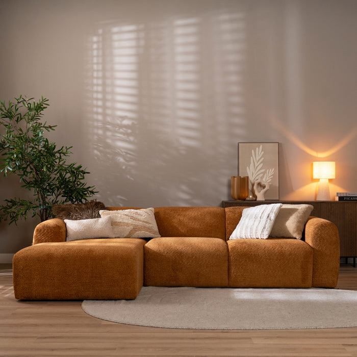 Bronx71 Hoekbank Maine bouclé stof terracotta links