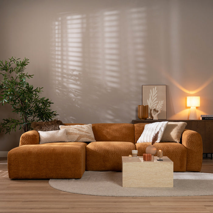 Bronx71 Hoekbank Maine bouclé stof terracotta links