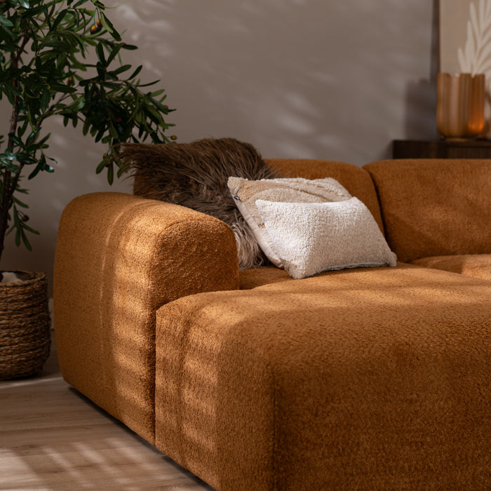 Bronx71 Hoekbank Maine bouclé stof terracotta links