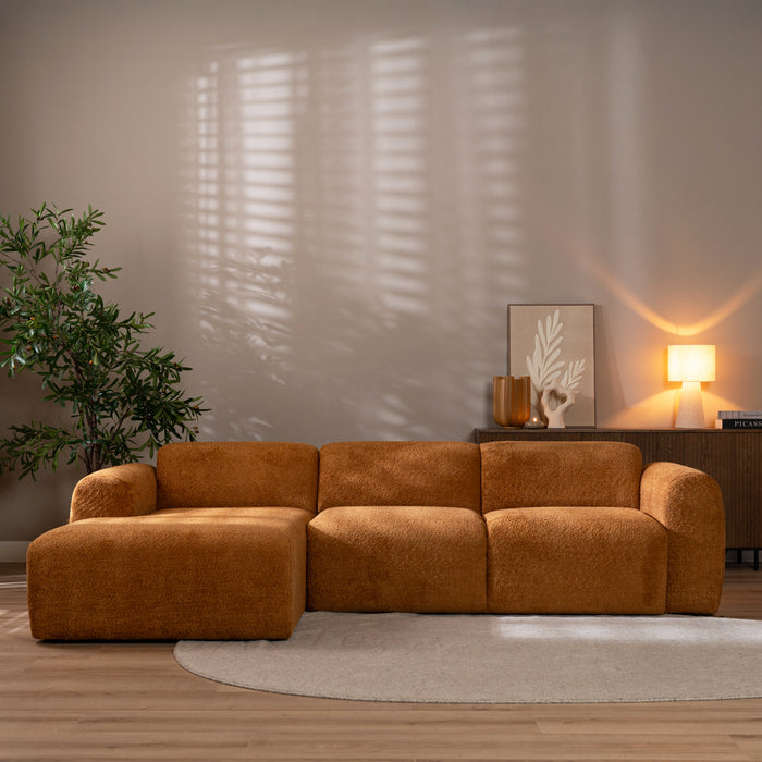 Bronx71 Hoekbank Maine bouclé stof terracotta links