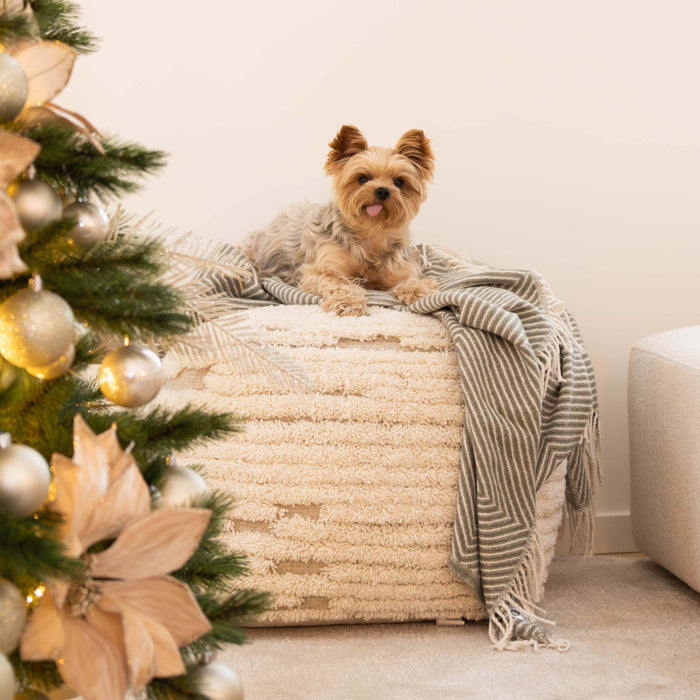 Atmooz Rub - Poef - Beige - Wol - 50x50x45cm