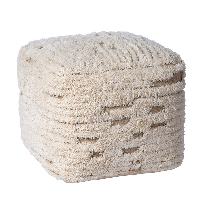 Atmooz Rub - Poef - Beige - Wol - 50x50x45cm