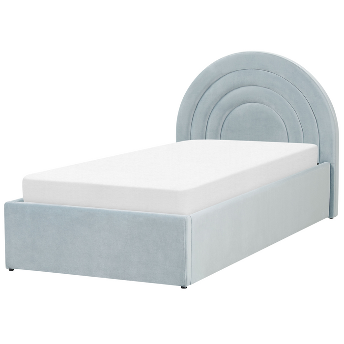 Beliani-ANET-Bed met opbergruimte-Lichtblauw-90 x 200 cm-Fluweel
