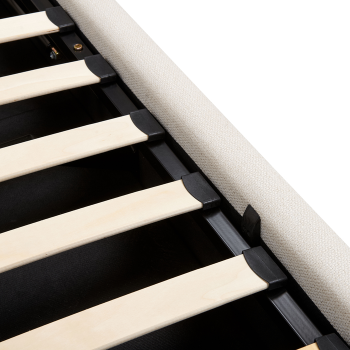 Beliani-CAMPAGNE-Bed met opbergruimte-Beige-160 x 200 cm-Polyester