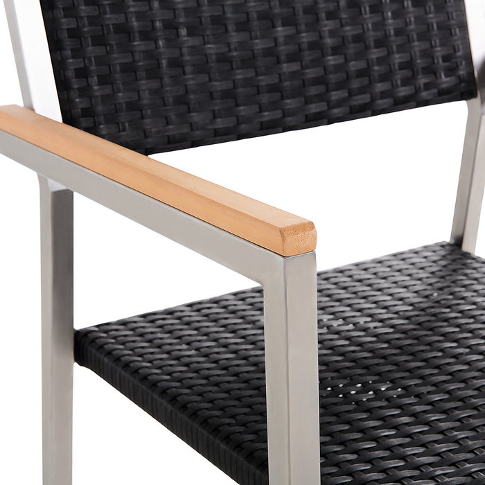 Beliani-MALETTO|GROSSETO-Tuinset 4-zits-Zwart-Aluminium|Rotan|Glas