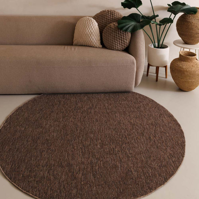 Tapeso Rond vloerkleed Lush - bruin - 80 cm