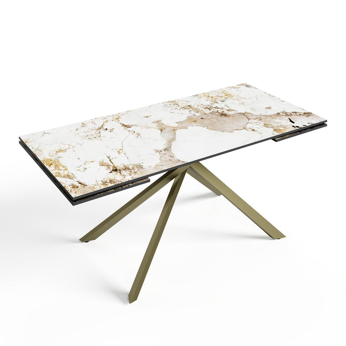 Uitschuifbare eettafel 8-10 personen pandora en gouden poten 180cm