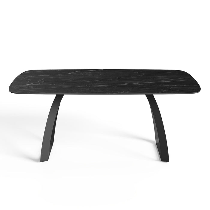 8-10 persoons uitschuifbare tafel van zwart marmer, 180cm