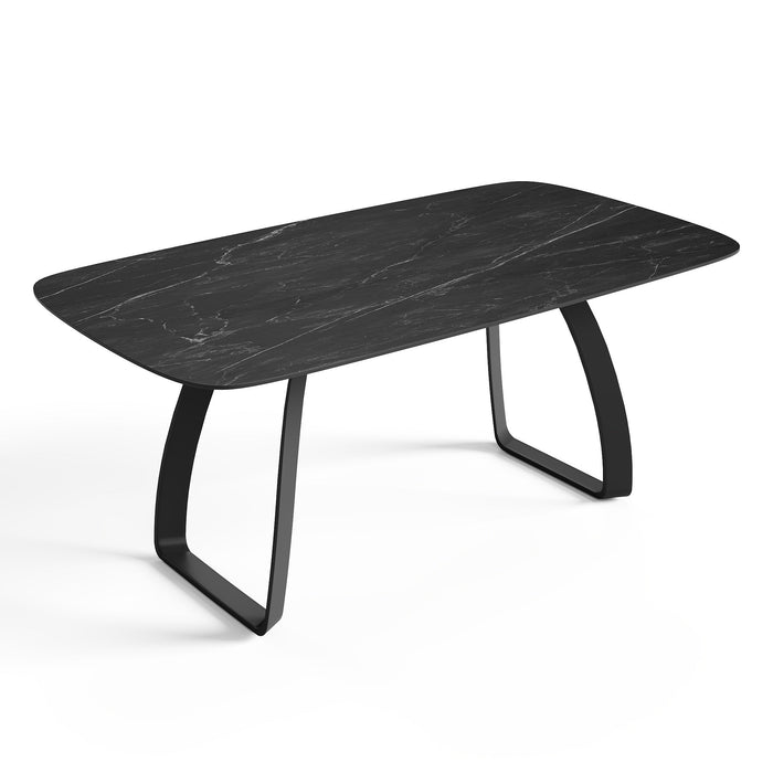 8-10 persoons uitschuifbare tafel van zwart marmer, 180cm