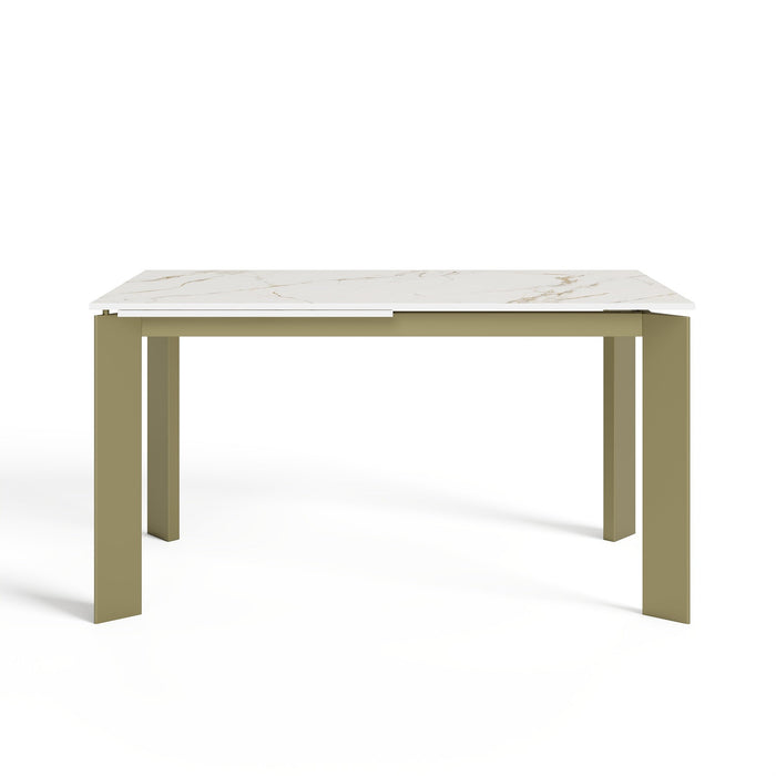 Uitschuifbare tafel 6-8 personen wit marmer effect keramiek 140cm