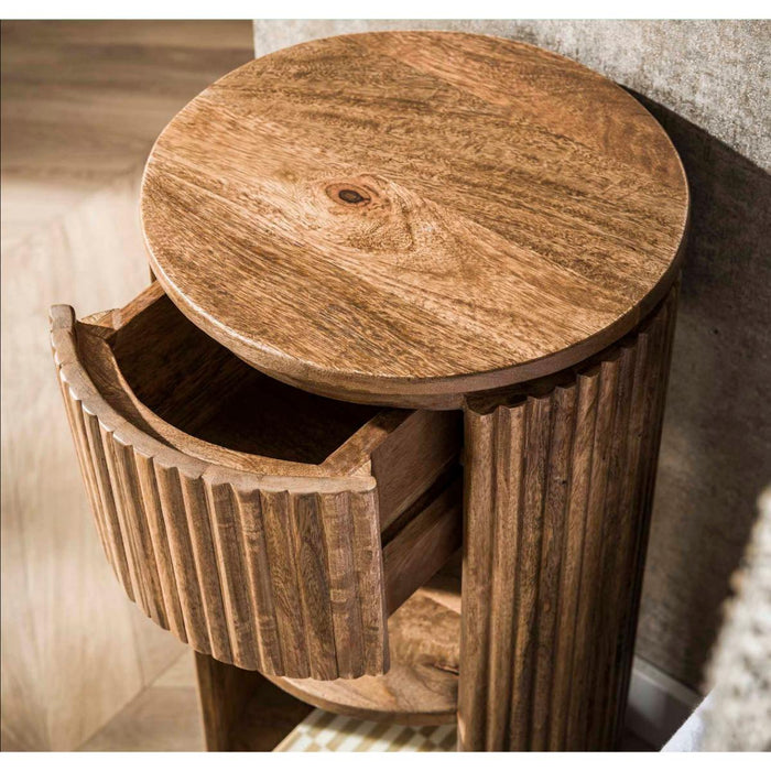 Fraaai Sedona nachtkastje rond XS - mangohout