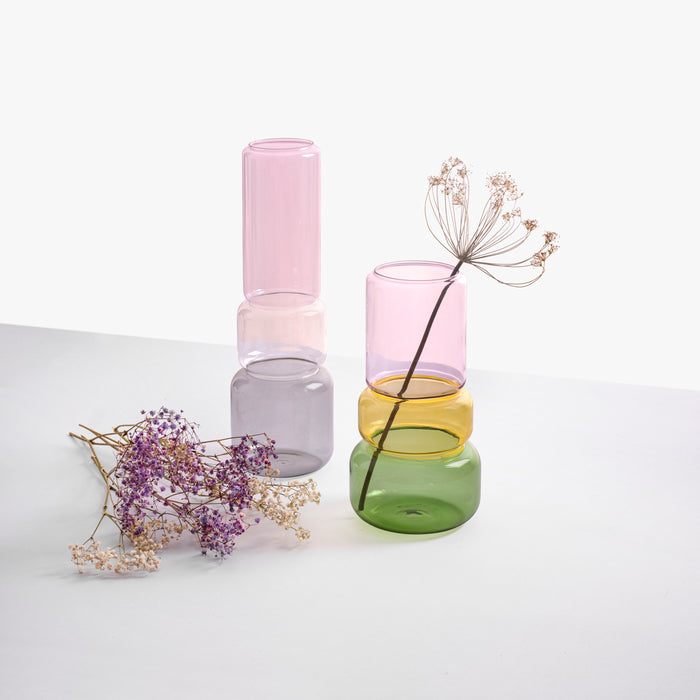 Ichendorf Milano Revolve Vaas H 25 cm - Roze / Amber / Groen