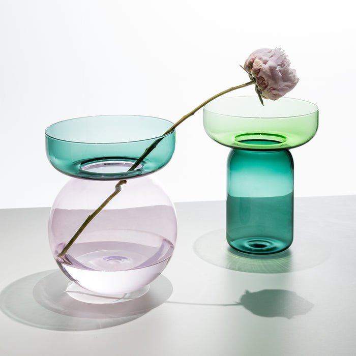 Ichendorf Milano Aura Vaas - Rond H 25 cm - Petrol / Pink