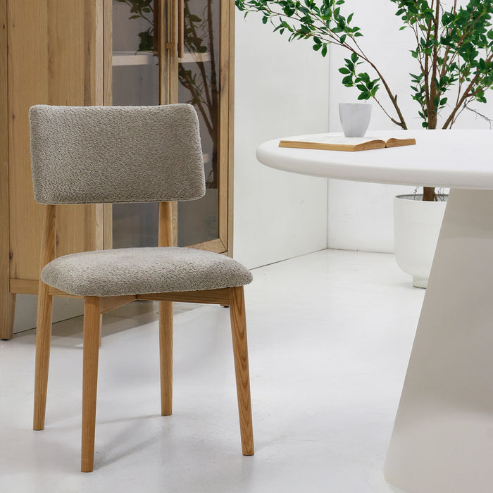 Giga Meubel - Eetkamerstoel Taupe - Stof|Eikenhout - Nova - Set van 2