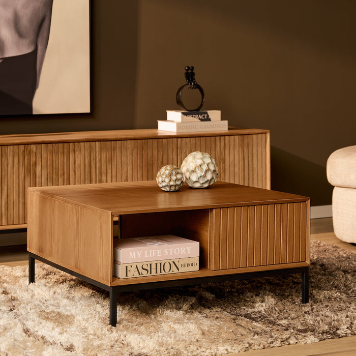 StarFurn - Salontafel Vierkant Naturel Hout - 80x80x40cm - Madison