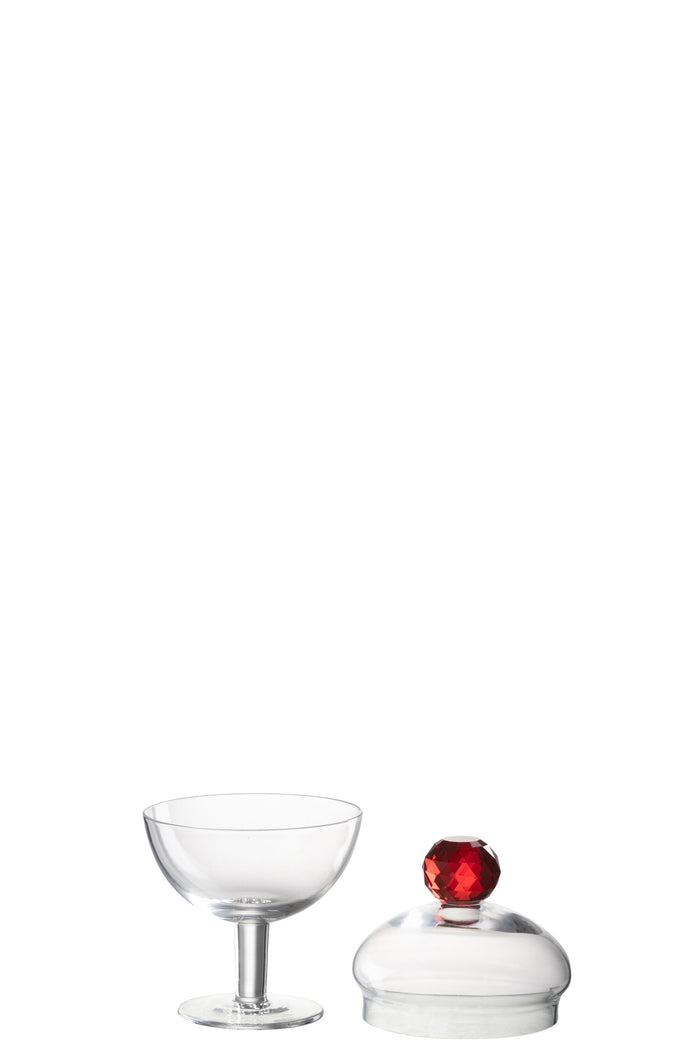 J-Line voorraadpot Diamant - kristalglas - rood|transparant