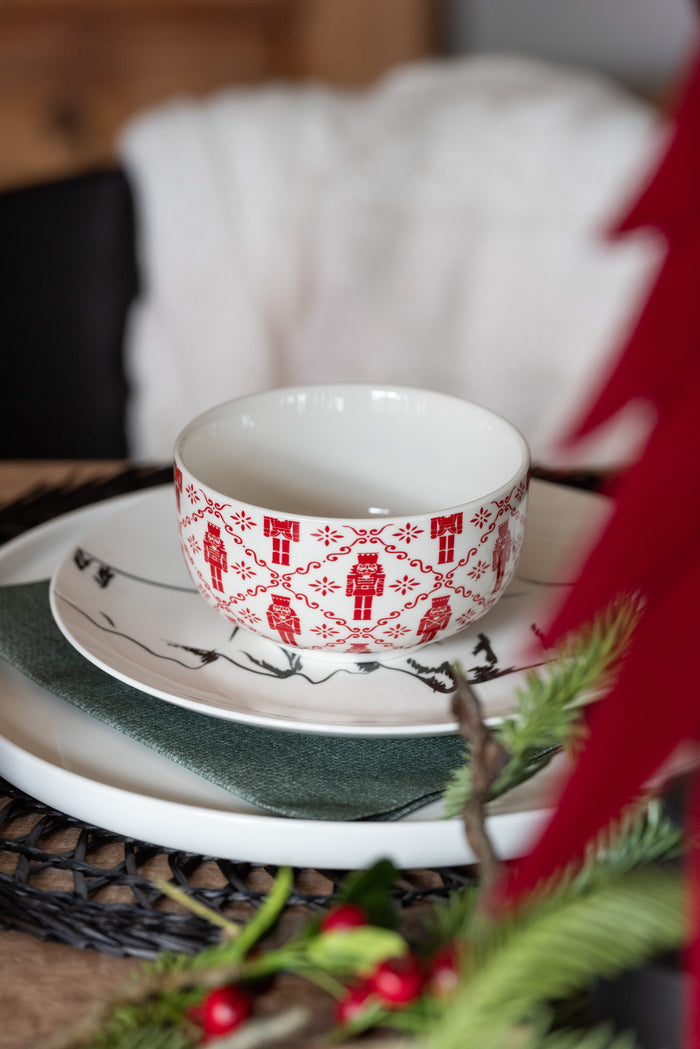 J-Line kom + sokkel Notenkraker - metaal|keramiek - rood - d