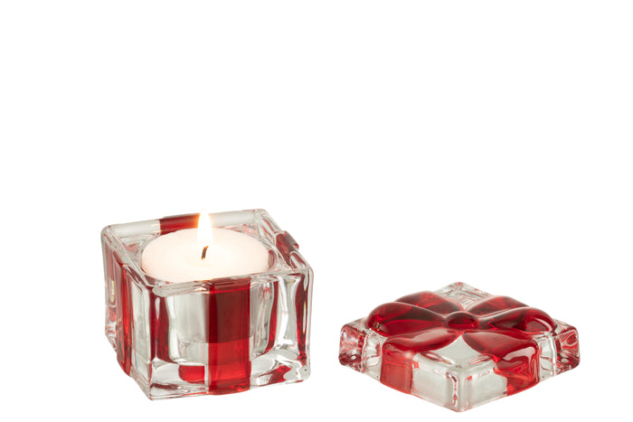 J-Line voorraadpot|theelichthouder Geschenkendoos - glas - r