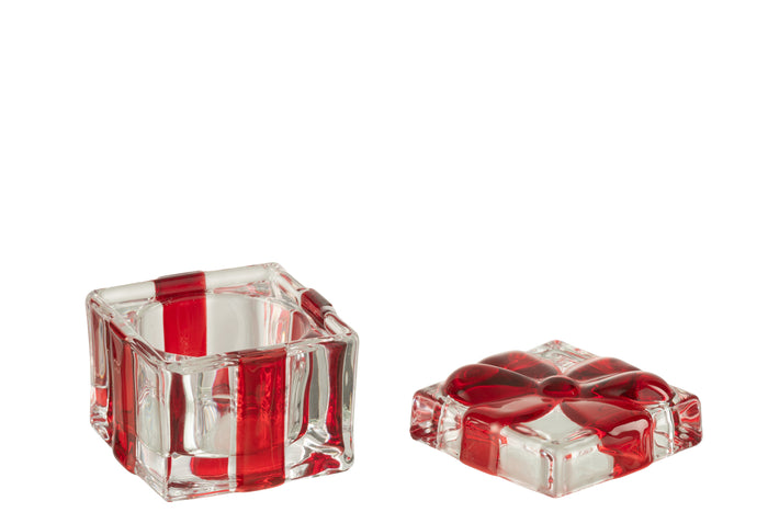 J-Line voorraadpot|theelichthouder Geschenkendoos - glas - r