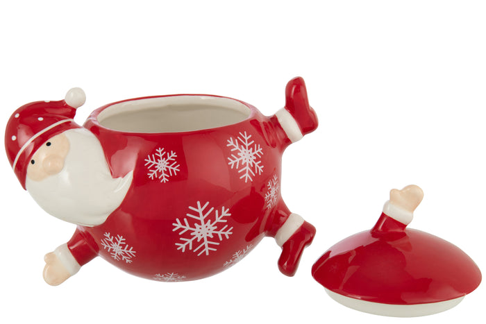 J-Line voorraadpot Kerstman Dolomiet - keramiek - wit|rood