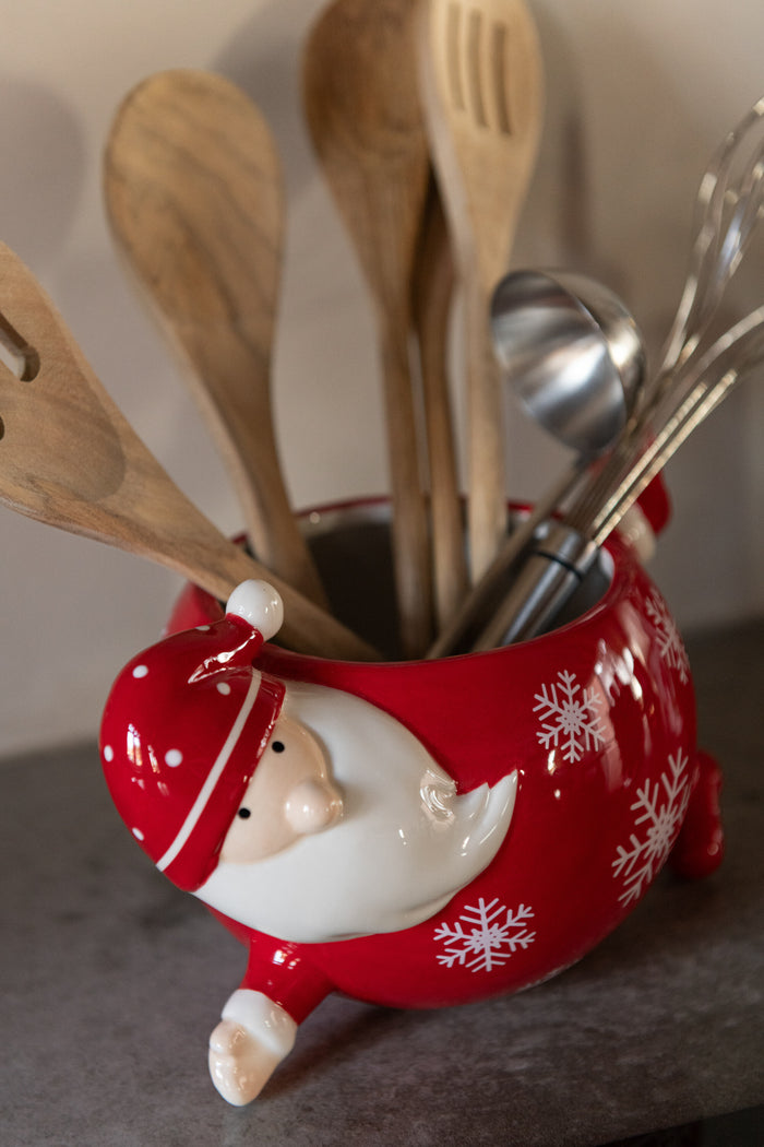 J-Line voorraadpot Kerstman Dolomiet - keramiek - wit|rood