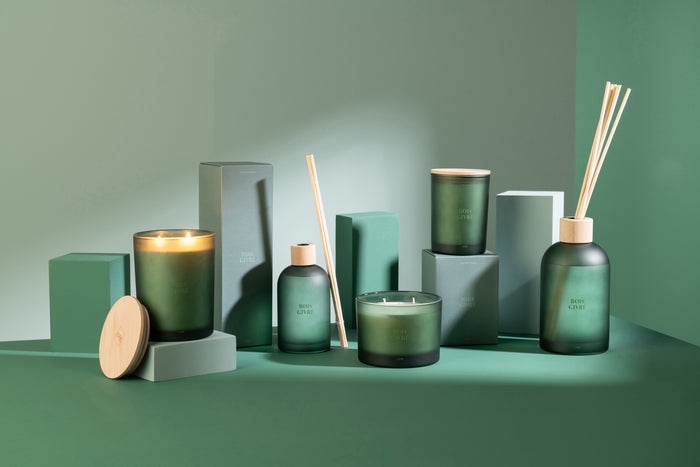 J-Line geurkaars Accords Essentiels - Bois Givré - groen - 38U