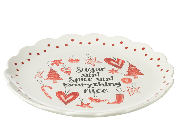 J-Line schaal Rond - keramiek - rood - giftbox