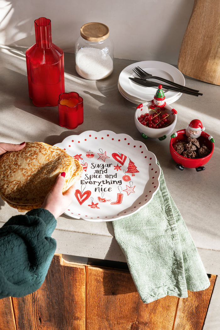 J-Line schaal Rond - keramiek - rood - giftbox