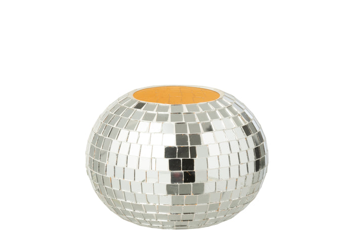 J-Line kaarshouder Bal Mozaïek - glas - zilver
