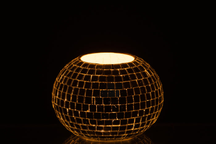 J-Line kaarshouder Bal Mozaïek - glas - zilver