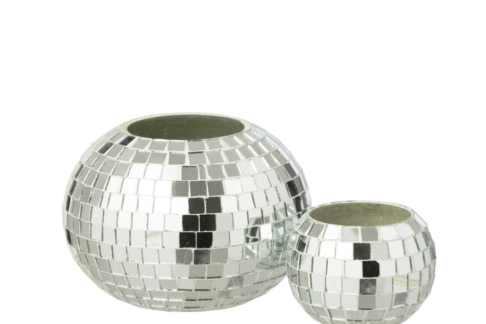 J-Line kaarshouder Bal Mozaïek - glas - zilver