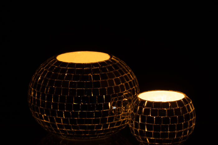 J-Line kaarshouder Bal Mozaïek - glas - zilver